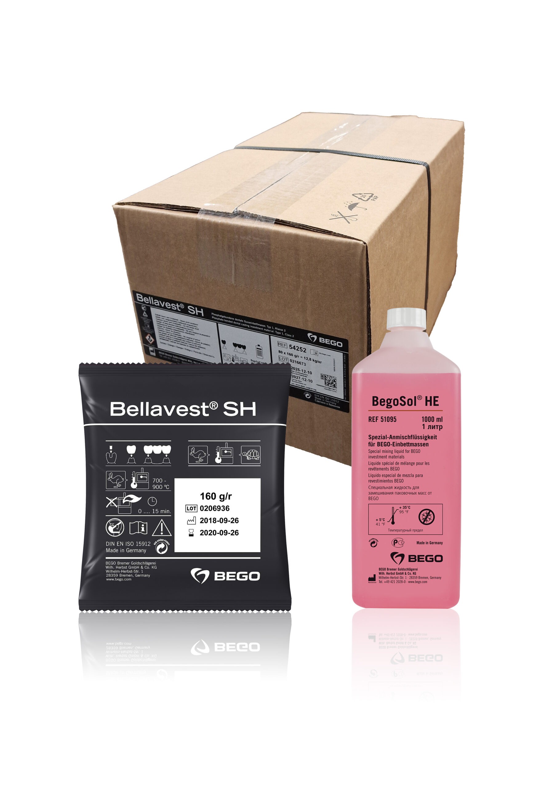 BELLAVEST SH, masa osłaniająca na korony +płyn BEGOSOL HE 1000 ml